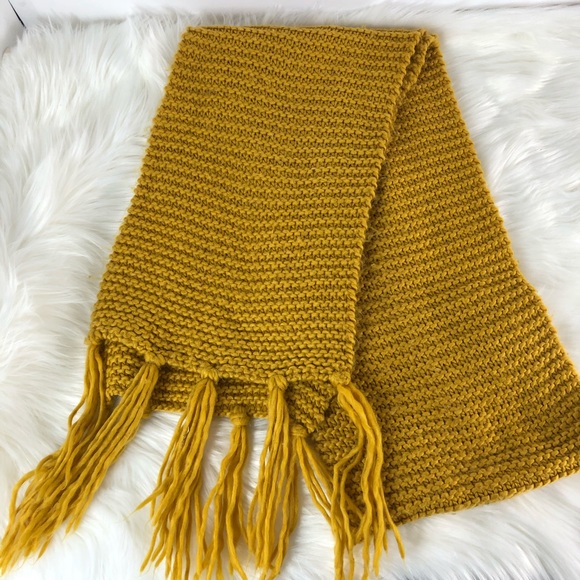 Accessories - Mustard Yellow Chunky Knit Scarf